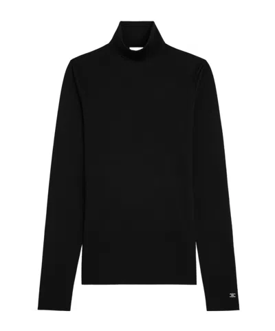 Celine High Neck Top In Athletic Cotton Jersey In Black