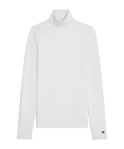 Celine High Neck Top In Athletic Cotton Jersey In White