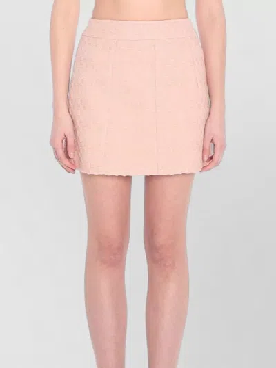 Celine High Waist Mini Skirt Textured Fabric In Pink