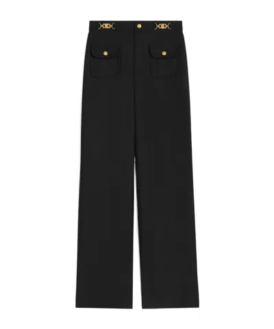 Celine High-waisted Casual Pants In Black