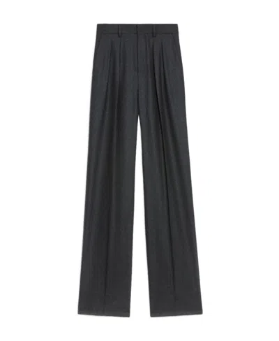 Celine High-waisted Double-pleated Cashmere Casual Pants In Black
