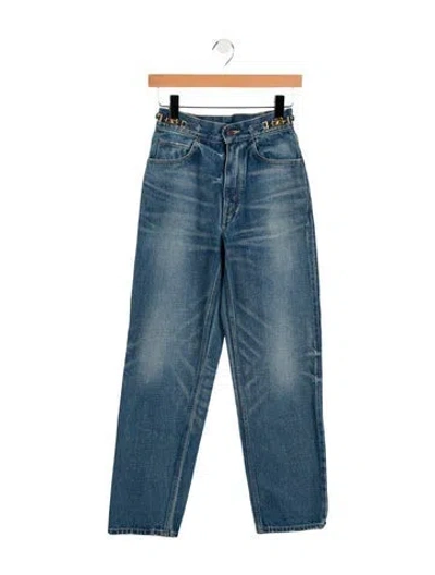 Pre-owned Celine High-rise Straight Leg Jeans In Blue
