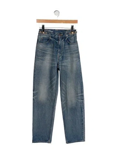 Pre-owned Celine High-rise Straight Leg Jeans In Blue