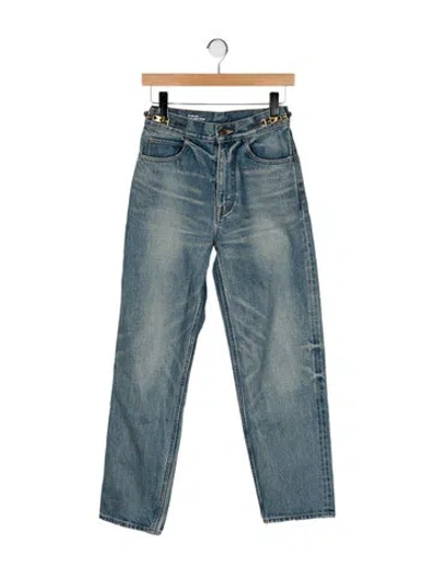 Pre-owned Celine High-rise Straight Leg Jeans In Blue