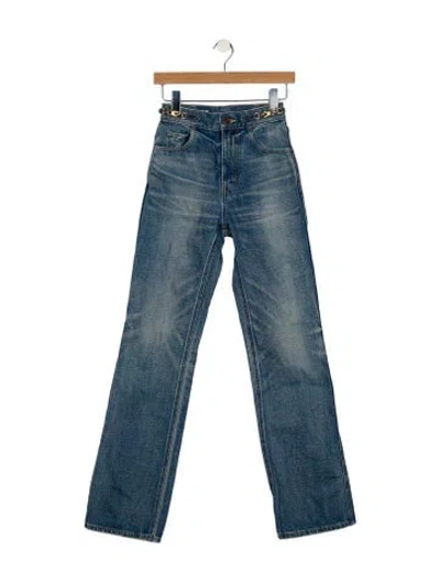 Pre-owned Celine High-rise Straight Leg Jeans In Blue