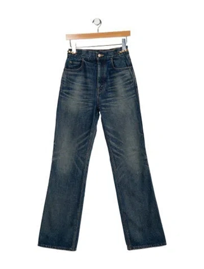 Pre-owned Celine High-rise Straight Leg Jeans In Blue