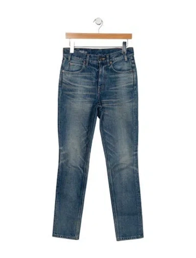 Pre-owned Celine High-rise Straight Leg Jeans In Blue