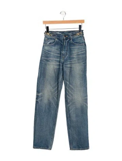 Pre-owned Celine High-rise Straight Leg Jeans In Blue