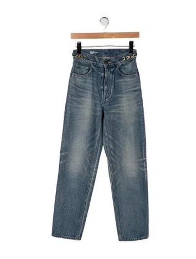 Pre-owned Celine High-rise Straight Leg Jeans In Blue