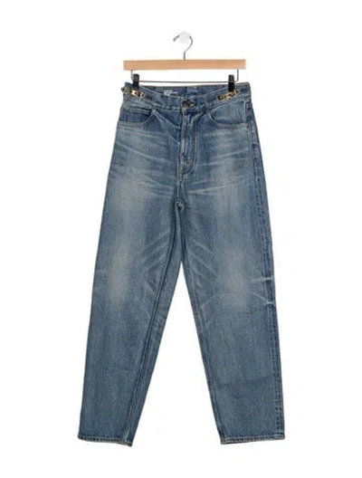Pre-owned Celine High-rise Straight Leg Jeans In Blue