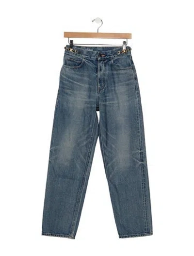 Pre-owned Celine High-rise Straight Leg Jeans In Blue