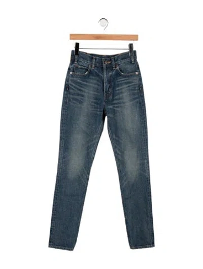 Pre-owned Celine High-rise Straight Leg Jeans In Blue