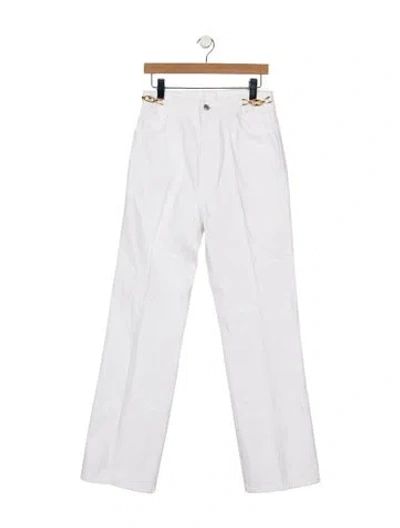 Pre-owned Celine High-rise Straight Leg Jeans In White