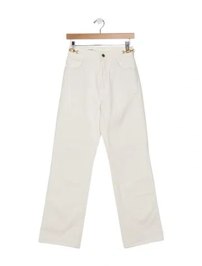 Pre-owned Celine High-rise Straight Leg Jeans In White