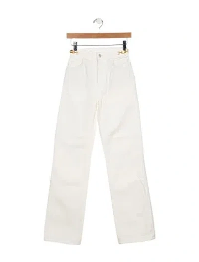 Pre-owned Celine High-rise Wide Leg Jeans In White