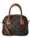 Celine Honorine Mini Triomphe Canvas & Leather Satchel In Brown