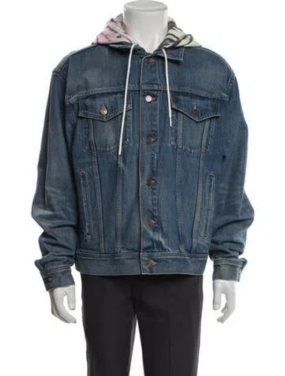 Pre-owned Celine Hooded Denim Denim Jacket In Blue
