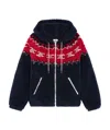 Celine Men Fair Isle Triomphe Brushed Fabric Hooded Jacket In Blue