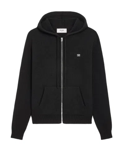 Celine Hooded Knitted Cardigan In Black