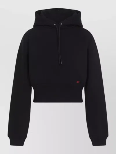 Celine Hooded Lounge Top Drawstring Long Sleeves In Black