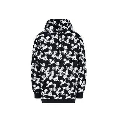 Celine Hooded Printed Dogs Sweatshirt Men In Black