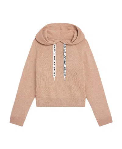 Celine Hooded Short Sweater In Brown
