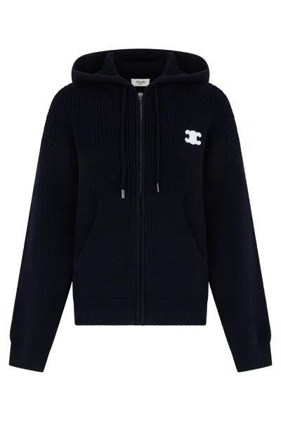 Celine Hooded Zip Cardigan For Men In Blue