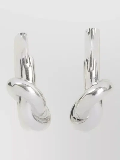 Celine Hoop Earrings Brass Rhodium Plated Knot In Metallic