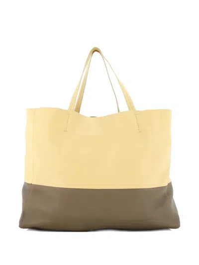 Pre-owned Celine Horizontal Bi-cabas Leather Large Tote Bag In Yellow