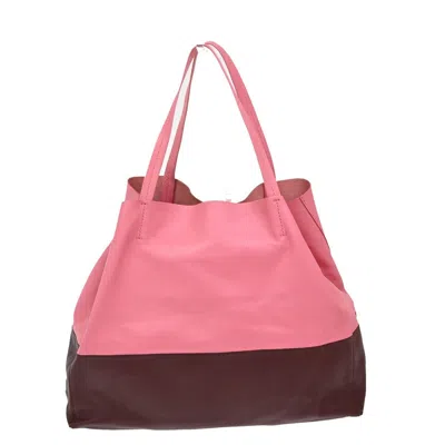 Pre-owned Celine Horizontal Bi-cabas Tote Leather Pink Leather Handbag ()