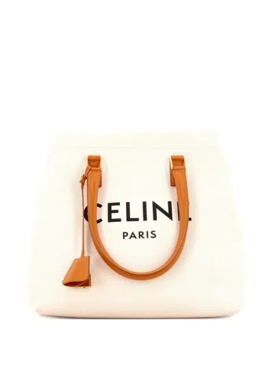 Pre-owned Celine Horizontal Cabas Canvas With Leather Small Tote Bag In Black