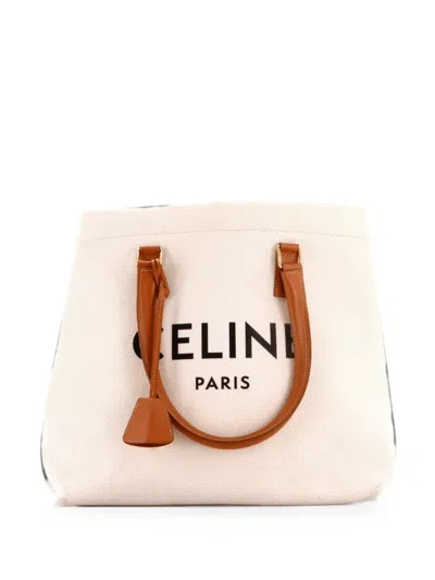 Pre-owned Celine Horizontal Cabas Canvas With Leather Small Tote Bag In Neutral