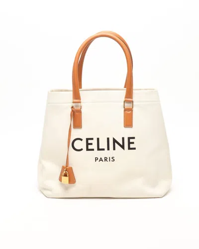 Celine Céline Horizontal Cabas Tote Bag In White