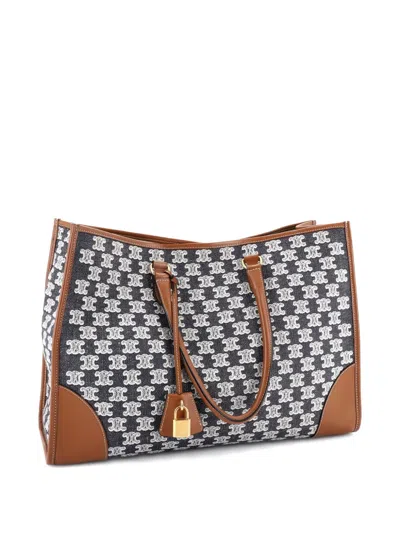 Pre-owned Celine Horizontal Cabas Triomphe Canvas Tote Bag In Blue