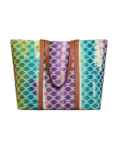 Celine Horizontal Museum Bag In Textile With Triomphe Embroideries And Calfskin In Color Matching