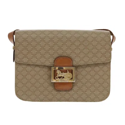 Pre-owned Celine Céline Horse Carriage Beige Canvas Shoulder Bag ()