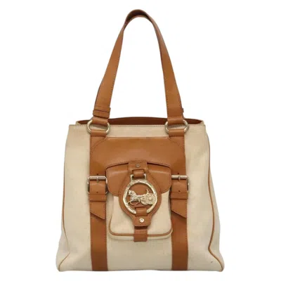 Pre-owned Celine Céline Horse Carriage Beige Canvas Tote Bag ()