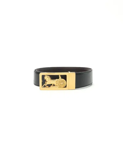 Celine Céline Horse Carriage Leather Belt, Size 80 In Black