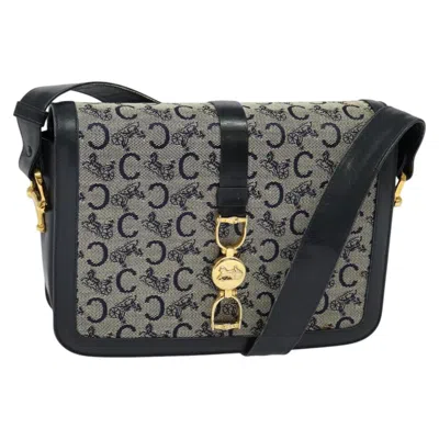 Pre-owned Celine Céline Horse Carriage Navy Canvas Shoulder Bag ()