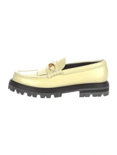 Pre-owned Celine Horsebit Accent Leather Loafers In Yellow