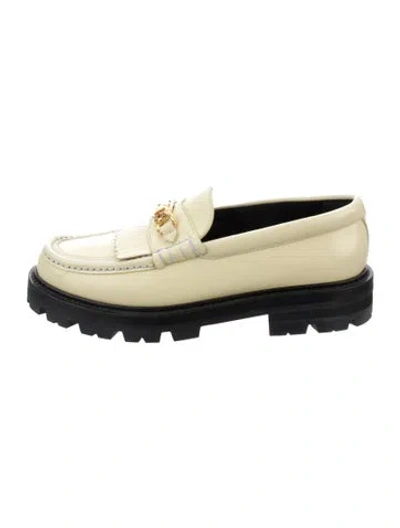 Pre-owned Celine Horsebit Accent Leather Loafers In Yellow