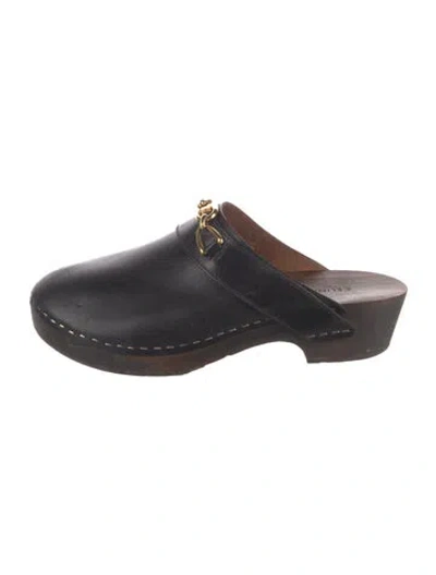 Pre-owned Celine Horsebit Accent Leather Mules In Black