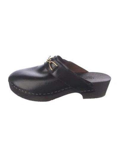 Pre-owned Celine Horsebit Accent Leather Mules In Blue
