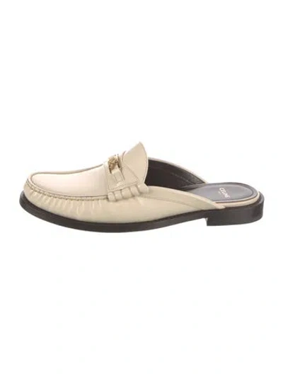 Pre-owned Celine Horsebit Accent Leather Mules In Neutral