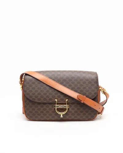 Celine Céline Horsebit Macadam Crossbody Bag In Brown