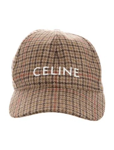 Pre-owned Celine Houndstooth Baseball Cap In Neutrals