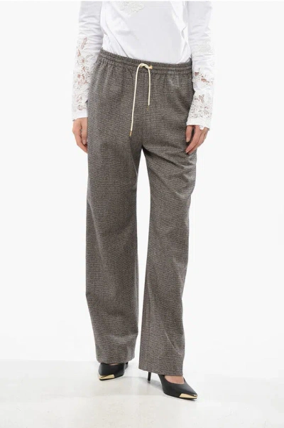 Celine Houndstooth Cashmere And Wool Pants Grösse 42 In Brown