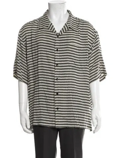 Pre-owned Celine Houndstooth Print Short Sleeve Shirt In Black