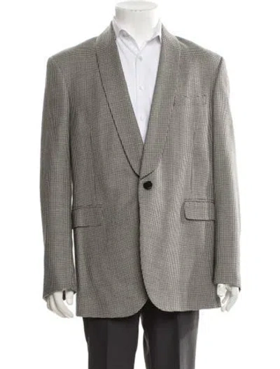 Pre-owned Celine Houndstooth Wool Blazer In Black