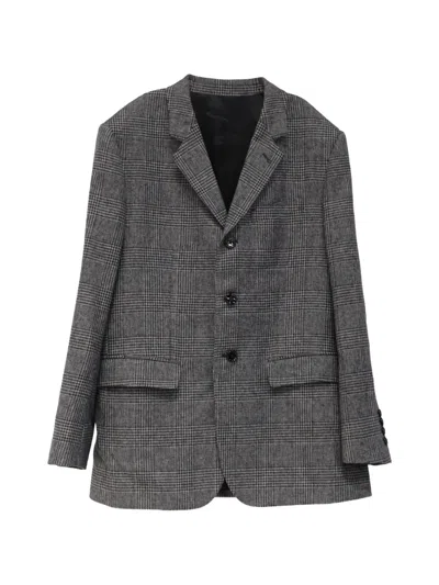 Pre-owned Celine Houndstooth Wool Blazer In Gray